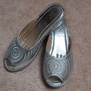 NWOT Silver Slip-on Shoes